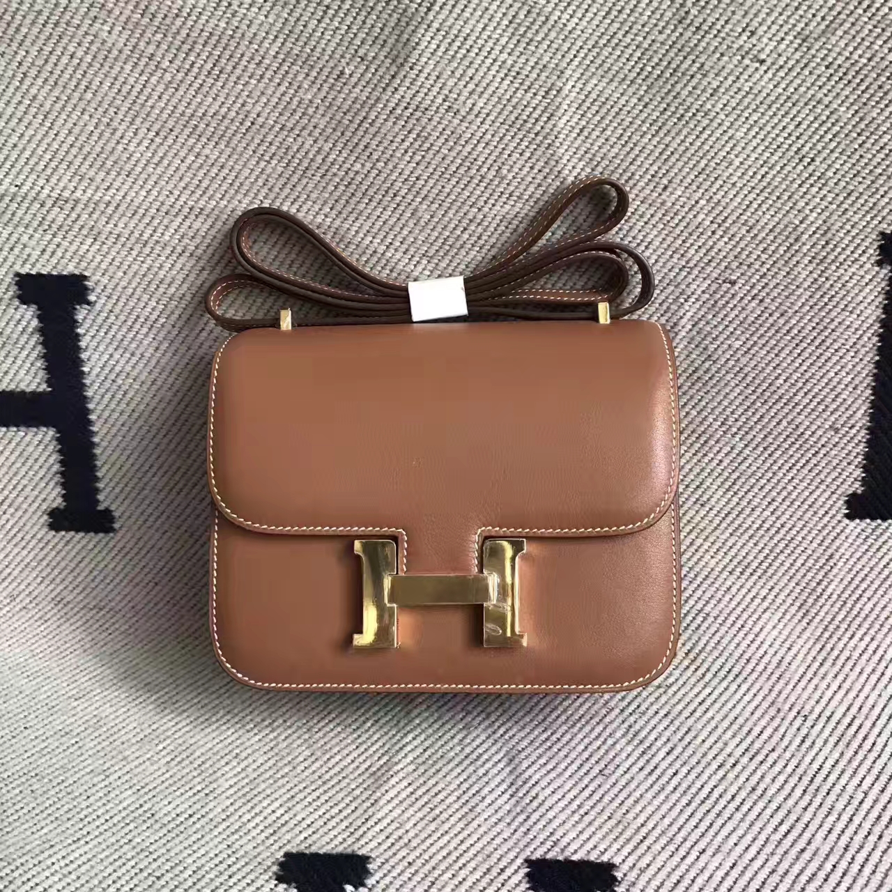Luxury Hermes CK37 Gold Swift Leather Constance Bag Women&#8217;s Shoulder Bag19cm