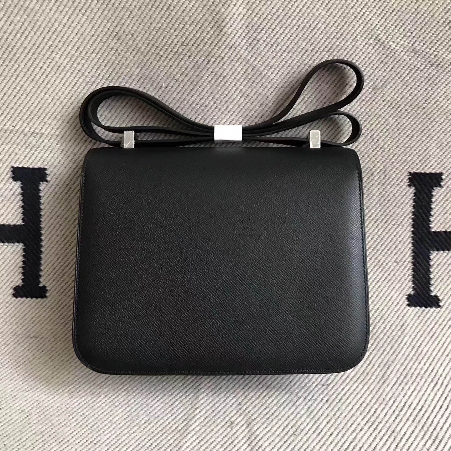 Hermes Constance23cm Bag CK89 Black Epsom Leather Silver Hardware