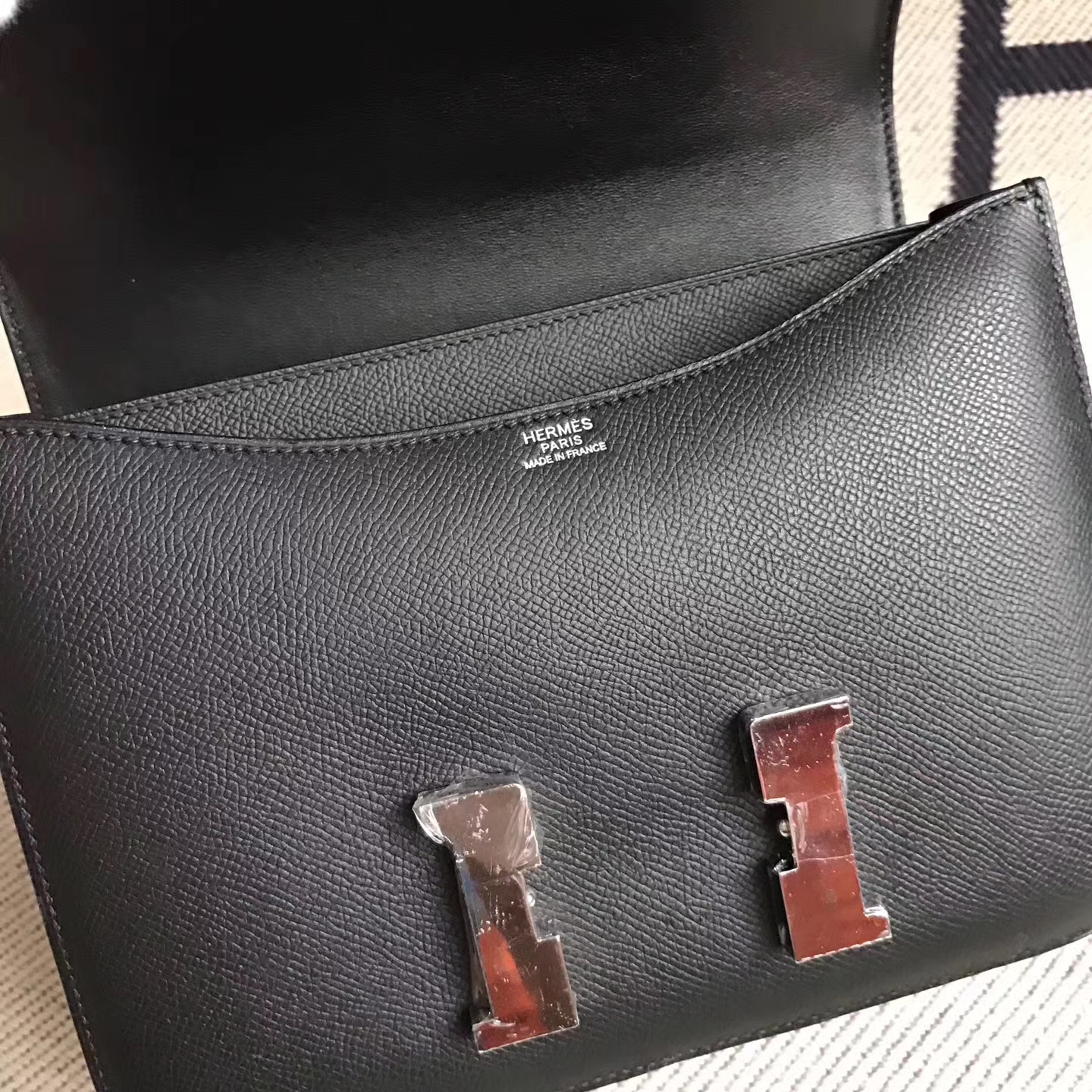 Hermes Constance23cm Bag CK89 Black Epsom Leather Silver Hardware