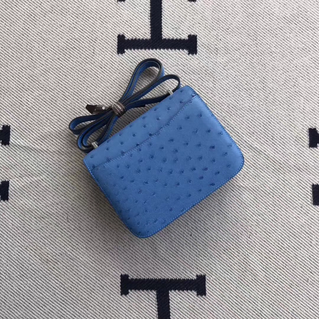 Fashion Hermes Constance Bag18cm in Blue Pradise Ostrich Leather
