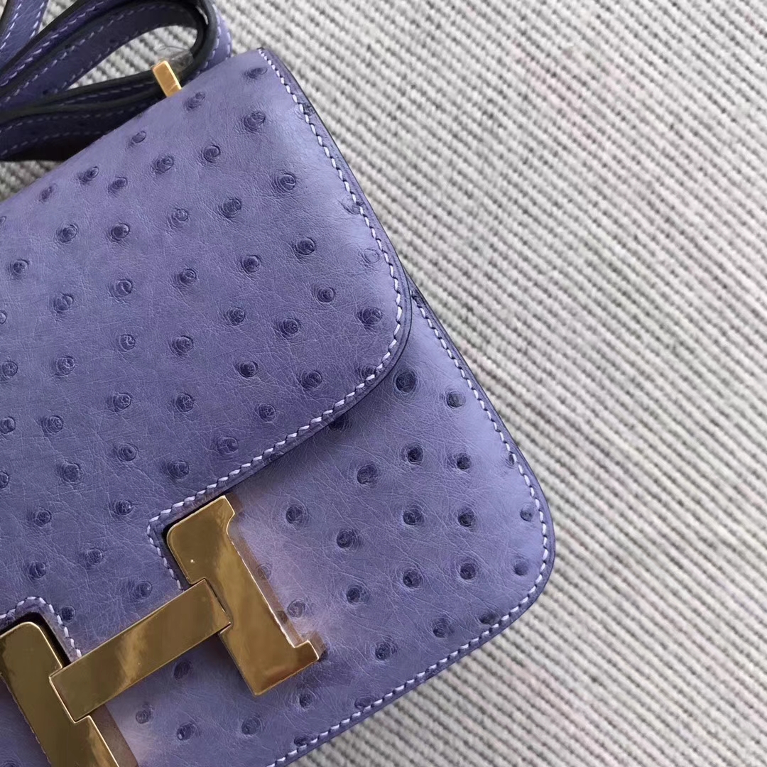 On Sale Hermes Ostrich Leather Constance18cm Bag in Lavender Purple