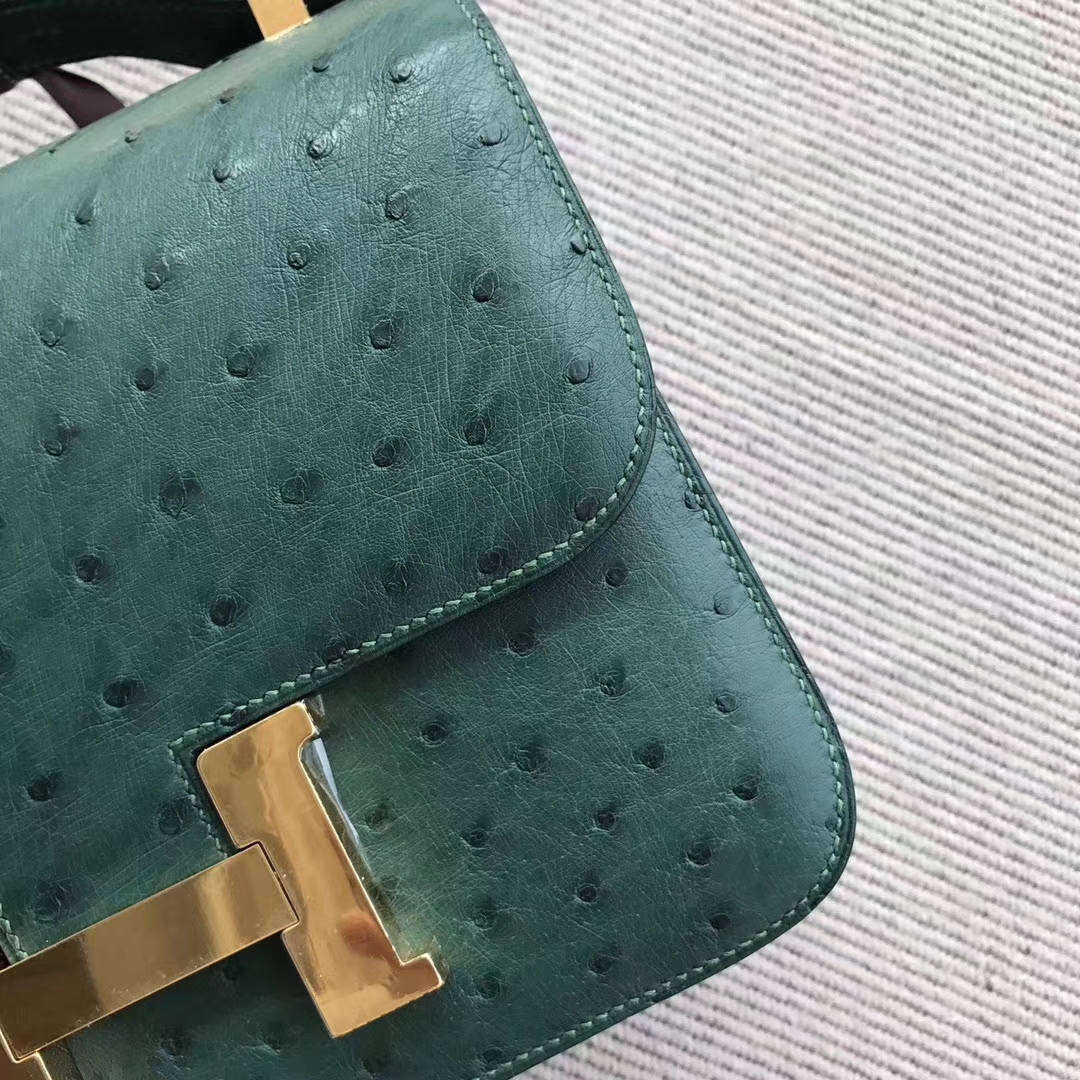 Wholesale Hermes Z6 Malachite Green Ostrich Leather Constance24cm Bag