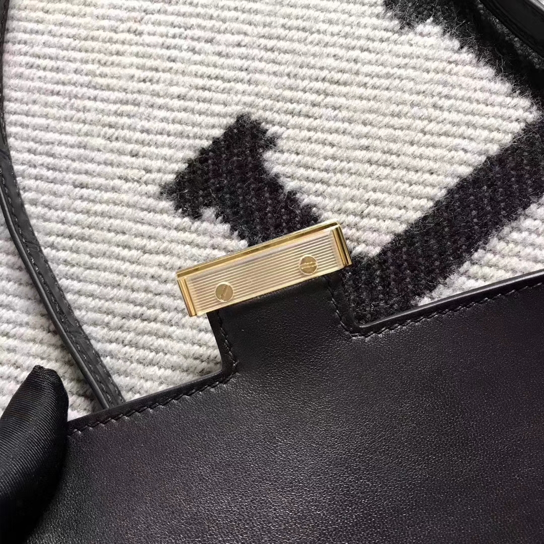 Elegant Hermes Black Matt Crocodile Leather Constance Bag19CM Gold Hardware