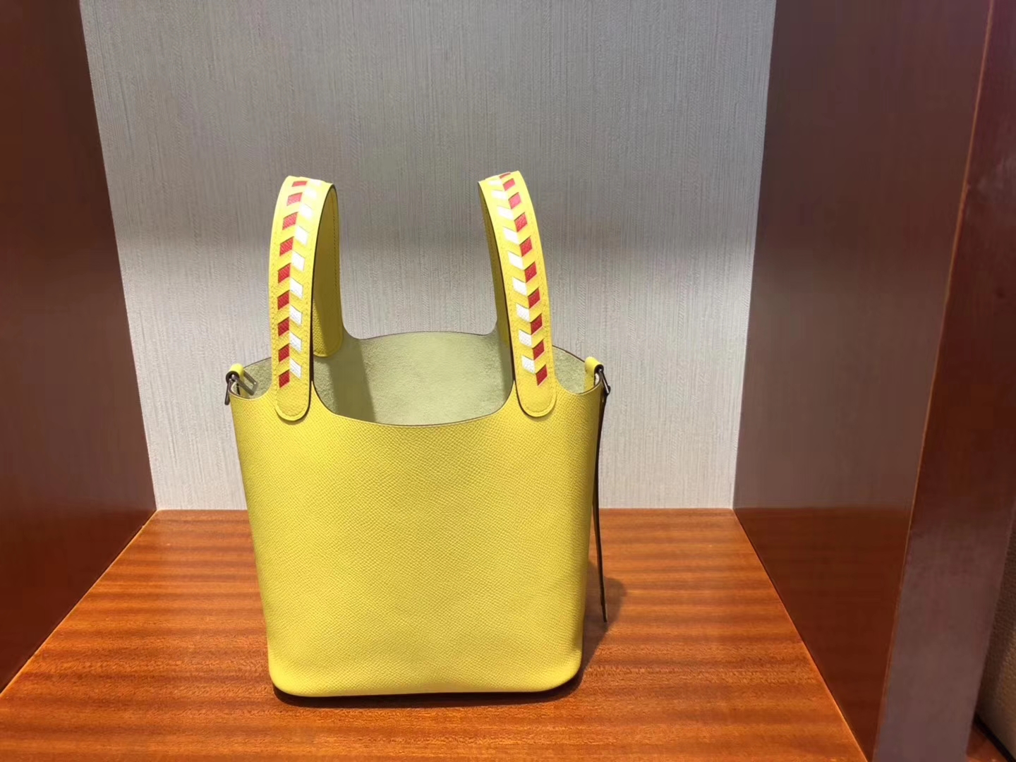 New Hermes 9O Jaune de Naples Epsom Picotin18CM Bag with Knitted Handle Silver Hardware