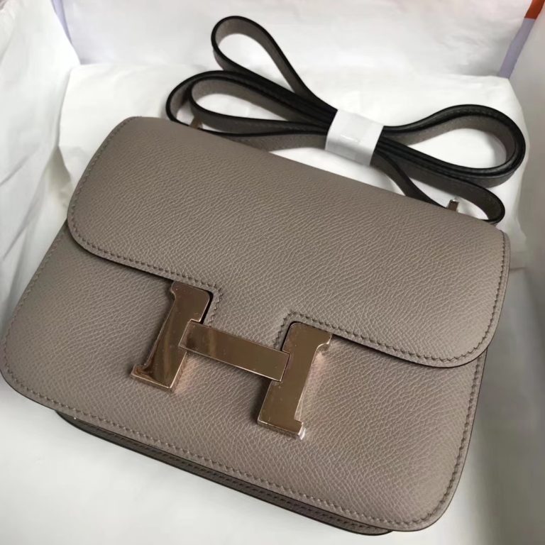 Hermes M8 Pitch Grey Epsom Calf Leather Constance Bag Rose Gold Hardware