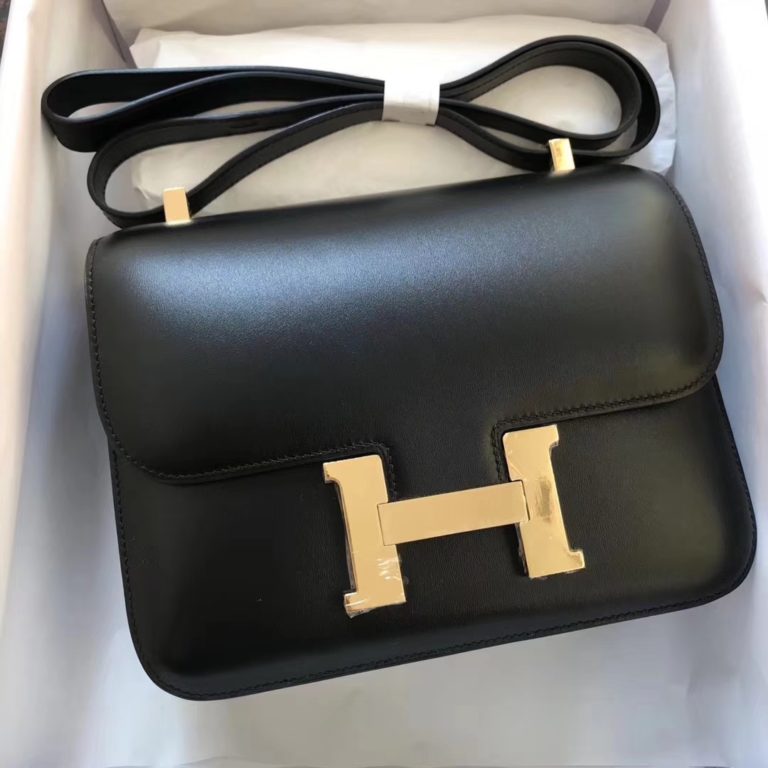 Hermes Constance Bag 18/ 24cm in CK89 Black Box Calf Leather