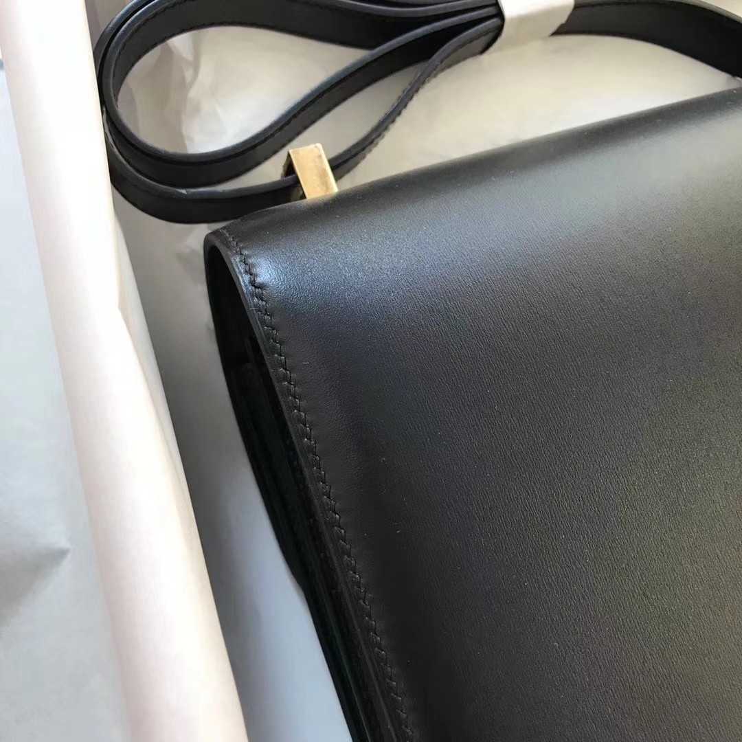 Fashion Hermes Constance Bag18/24cm in CK89 Black Box Calf Leather