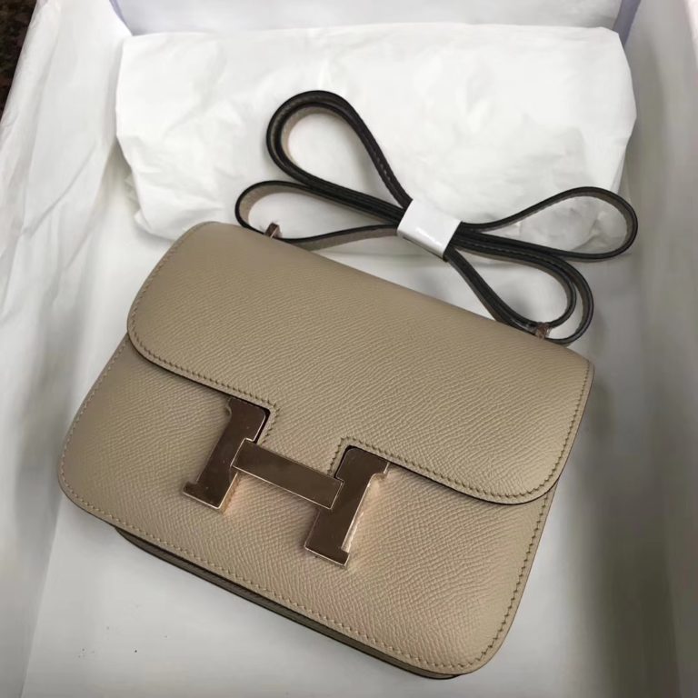 Hermes S2 Trench Grey Epsom Calf Constance 19cm Bag Gold Hardware