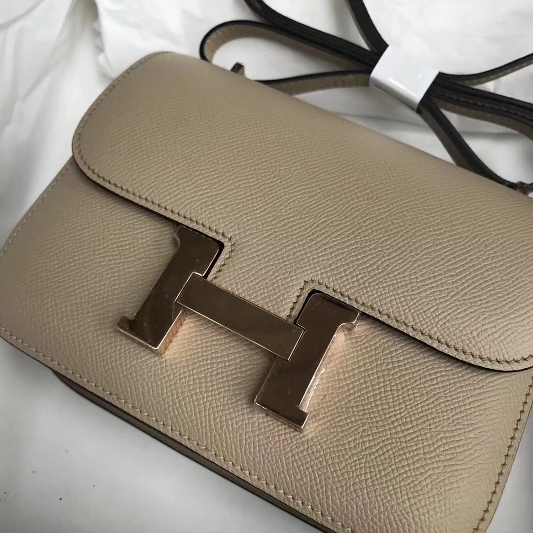 Fashion Hermes S2 Trench Grey Epsom Calf Constance19cm Bag Gold Hardware