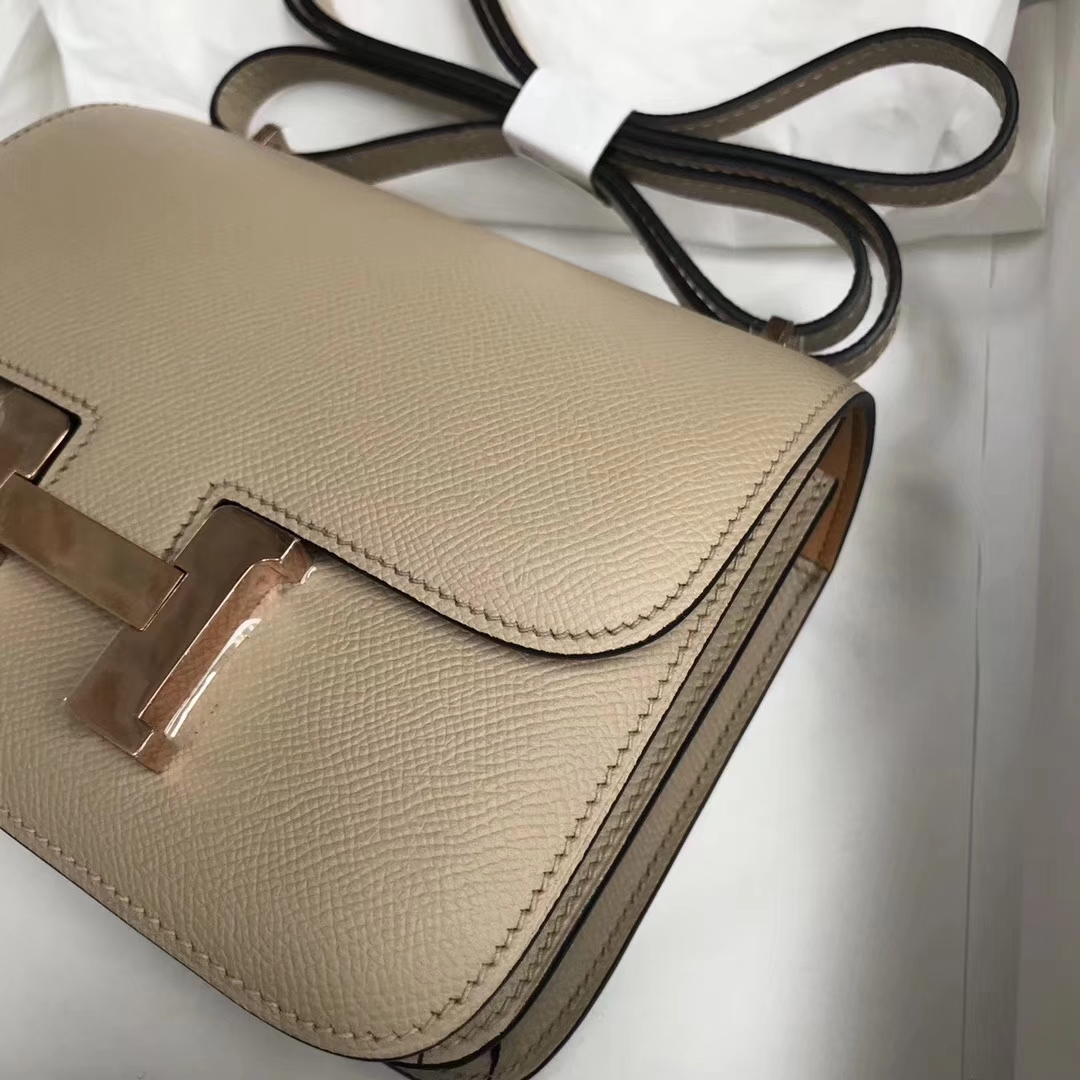 Fashion Hermes S2 Trench Grey Epsom Calf Constance19cm Bag Gold Hardware