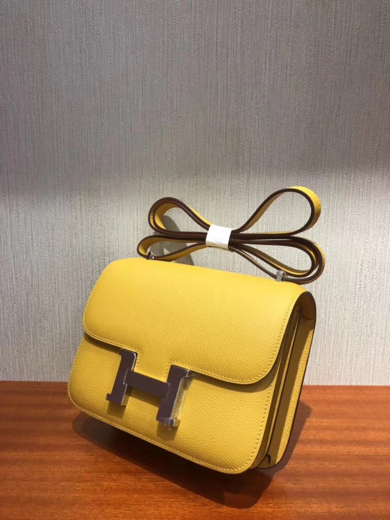 Hermes 9D Ambre Yellow Epsom Calf Constance Bag 19CM