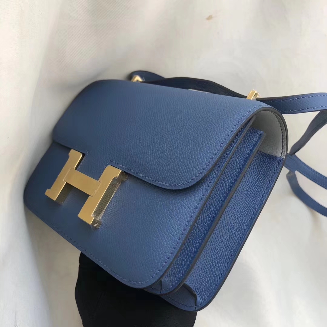 Hermes 2R Blue Agate &#038; Gris Mouette inner Epsom Calf Constance Bag18CM