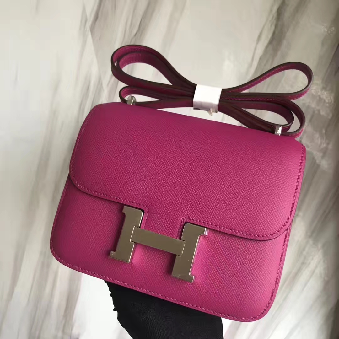Pretty Hermes L3 Rose Purple Epsom Calf Constance18CM Shoulder Bag