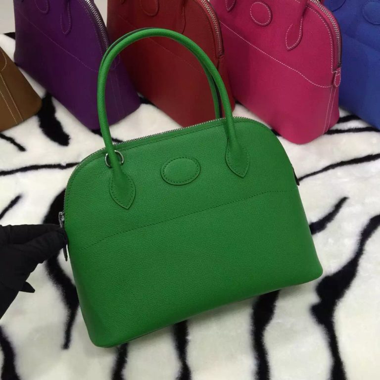 27CM Hermes Epsom Leather Bolide Bag 1K Bamboo Green Ladies Handbag