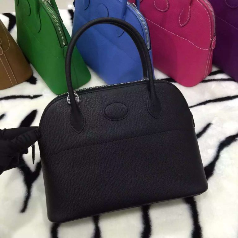 Hermes CK89 Black Epsom Leather Bolide Bag Womens Handbag  27CM