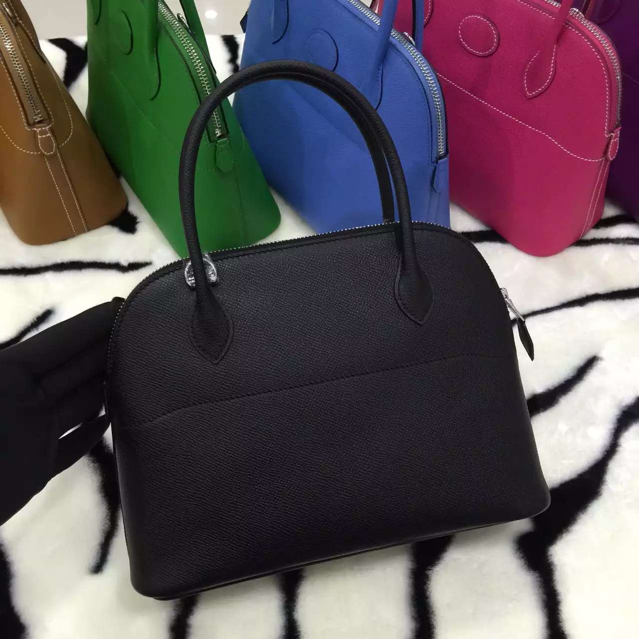 Hermes CK89 Black Epsom Leather Bolide Bag Fashion Women&#8217;s Handbag 27CM