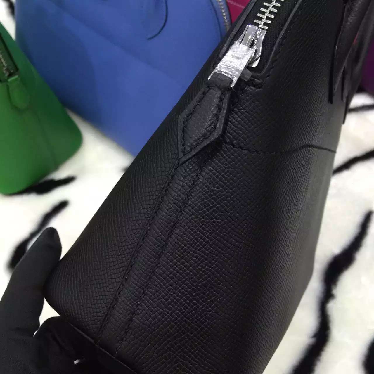Hermes CK89 Black Epsom Leather Bolide Bag Fashion Women&#8217;s Handbag 27CM