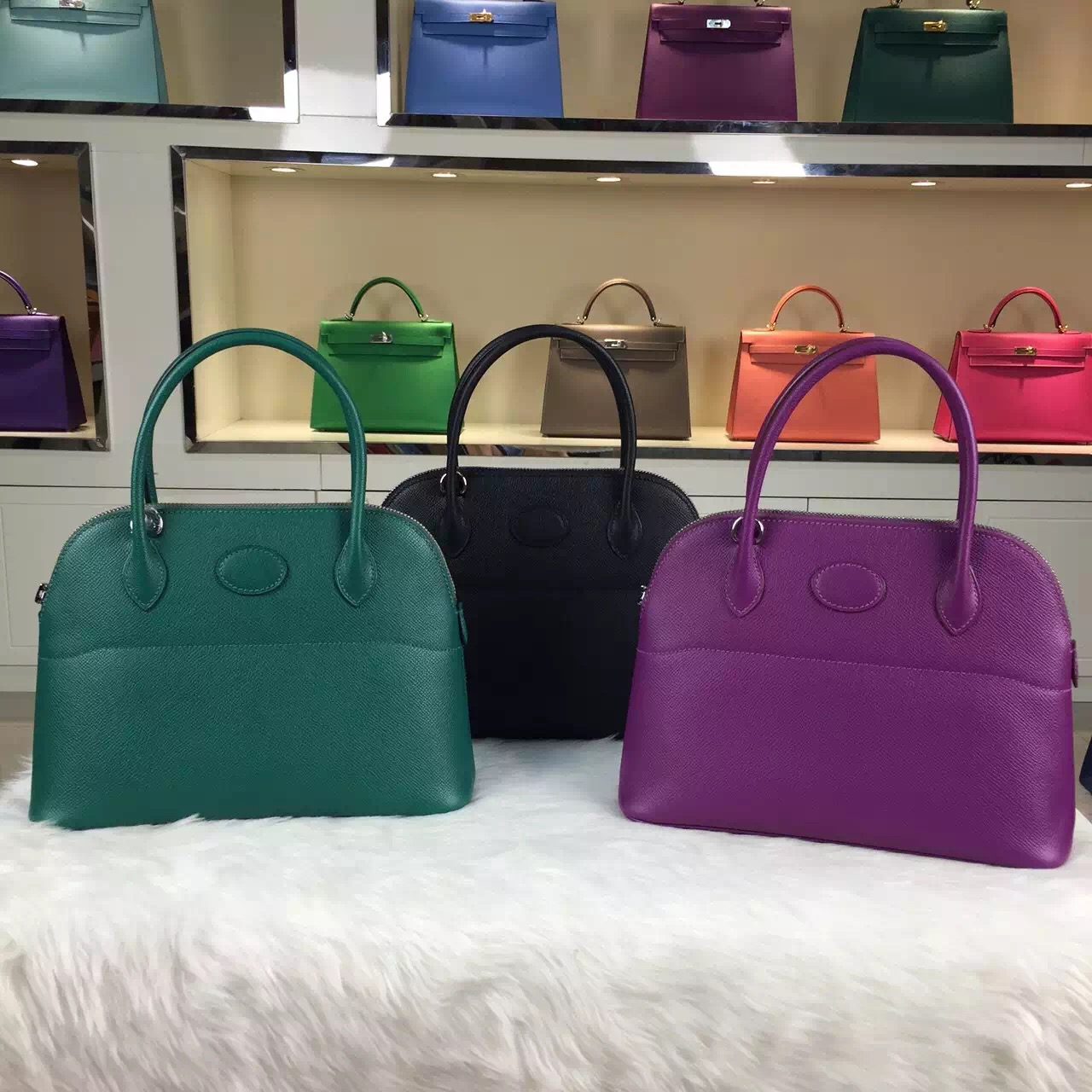 On Sale Hermes Bolide Bag Z6 Malachite Green Epsom Lether Ladies&#8217; Handbag 27CM