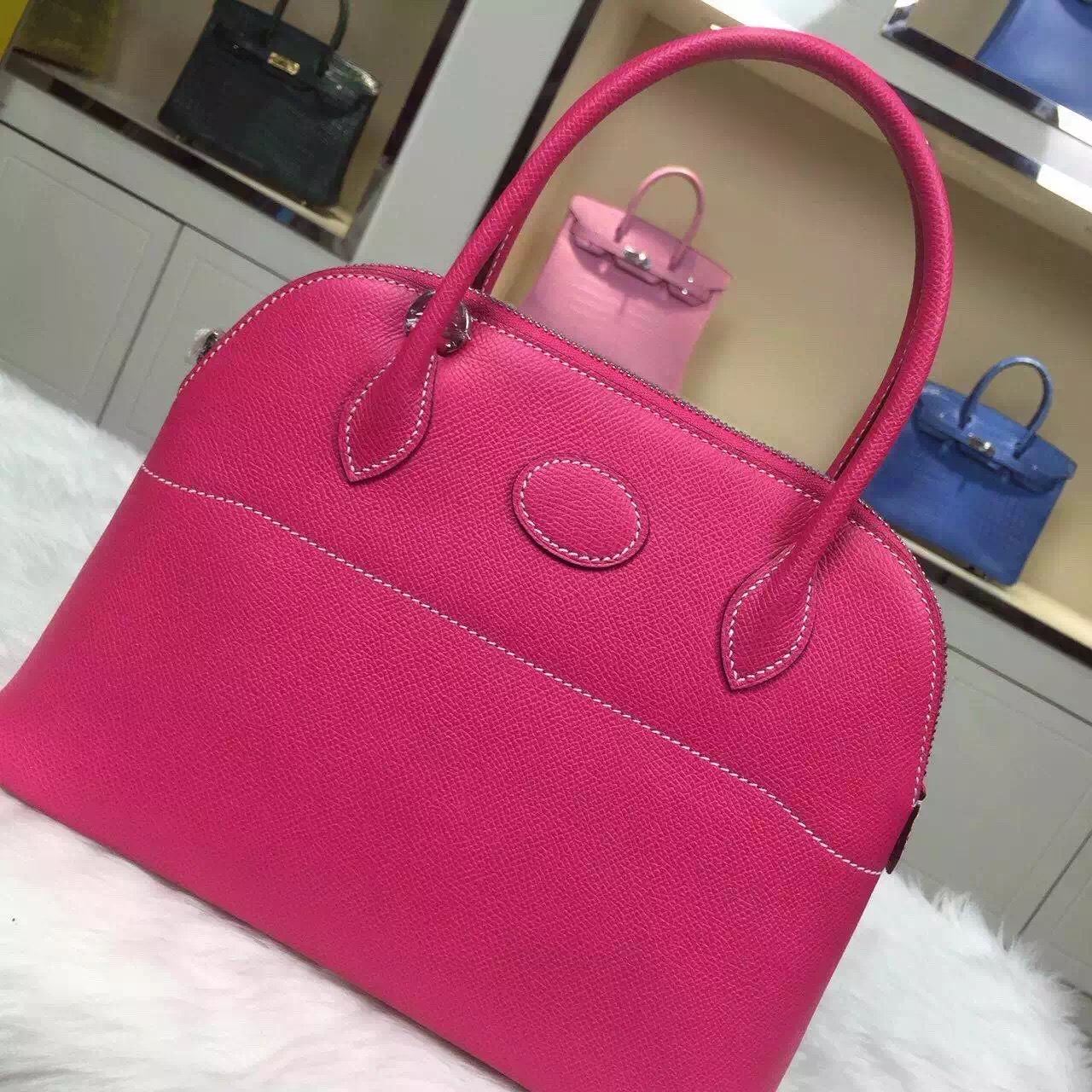 Custom-made Hermes E5 Rose Tyrien Epsom Leather Bolide Bag 27CM Pretty Women&#8217;s Tote