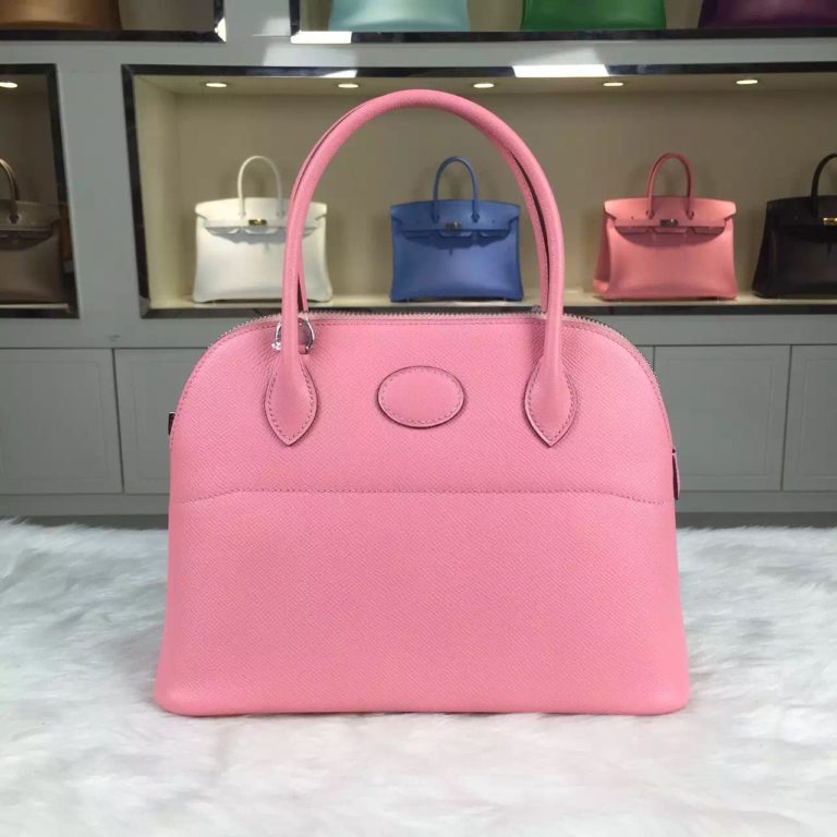 Hermes 1Q Rose Confetti Epsom Leather Bolide Bag  27CM Womens Handbag