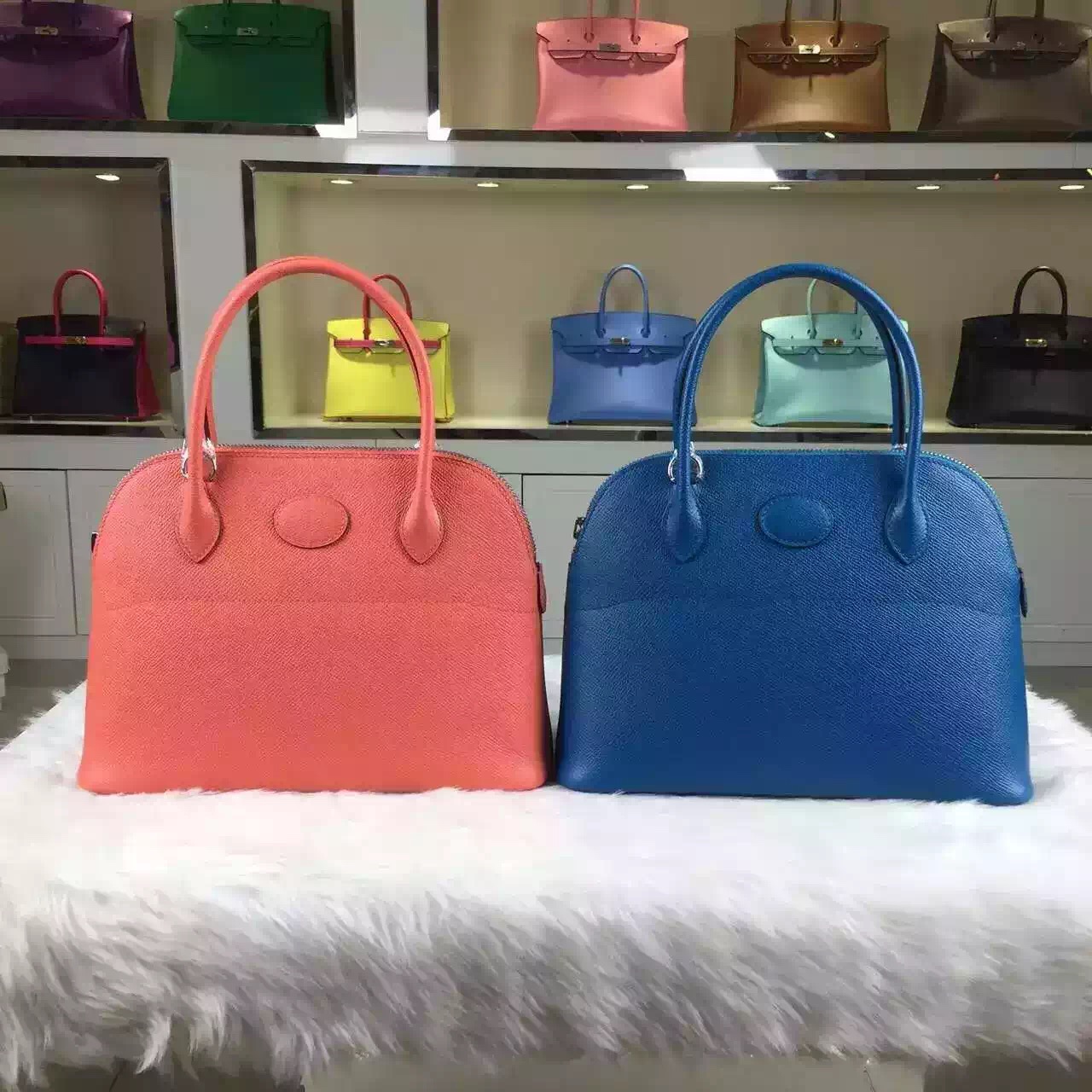 Hand Stitching Hermes Bolide Bag 27CM i5 Flamingo France Epsom Leather Women’s Bag