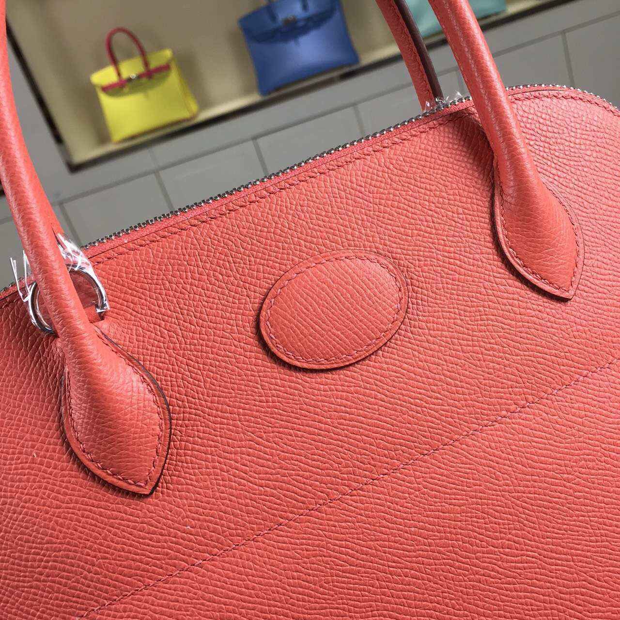 Hand Stitching Hermes Bolide Bag 27CM i5 Flamingo France Epsom Leather Women&#8217;s Bag