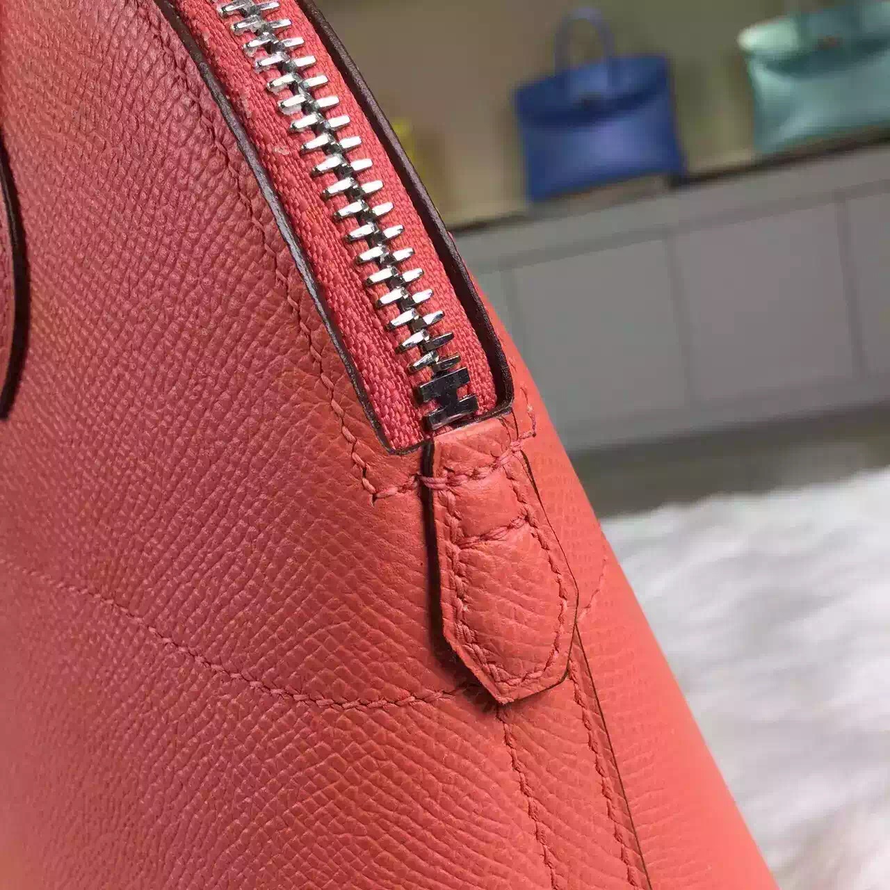 Hand Stitching Hermes Bolide Bag 27CM i5 Flamingo France Epsom Leather Women’s Bag