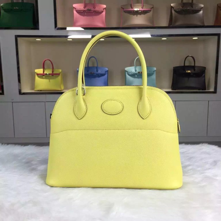 Hand Stitching Hermes Bolide Bag  27CM C9 Yellow France Epsom Calfskin Leather