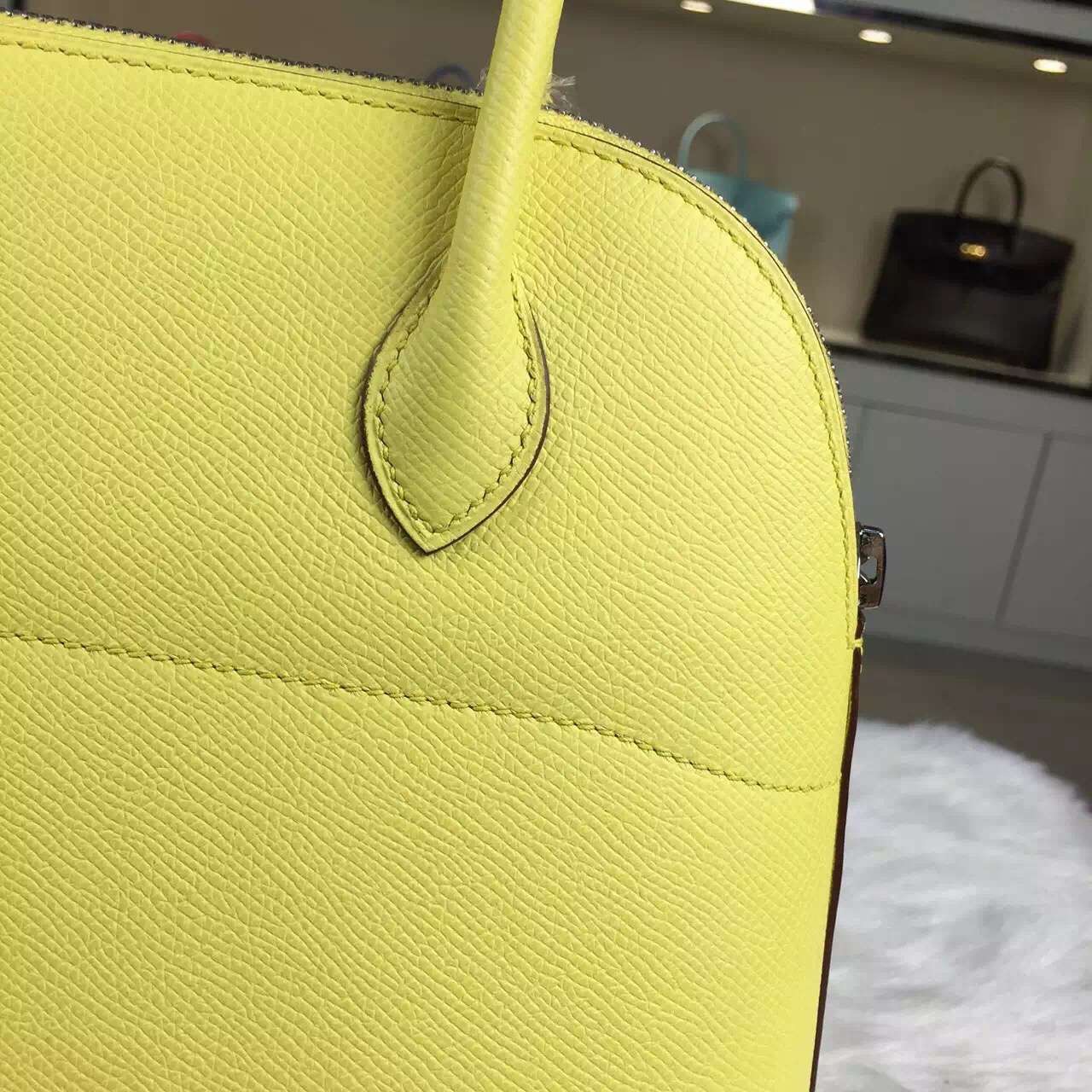 Hand Stitching Hermes Bolide Bag 27CM C9 Yellow France Epsom Calfskin Leather
