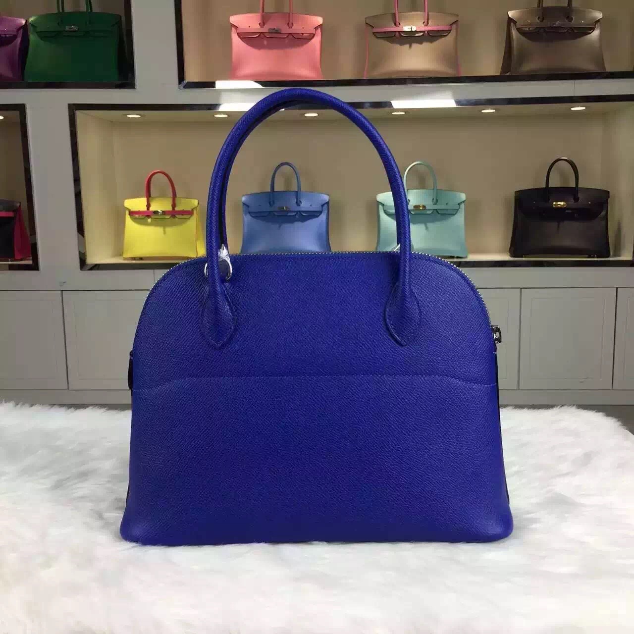 Hermes Bolide Bag Original Epsom Calfskin in 7T Blue Electric Women&#8217;s Tote Bag27CM
