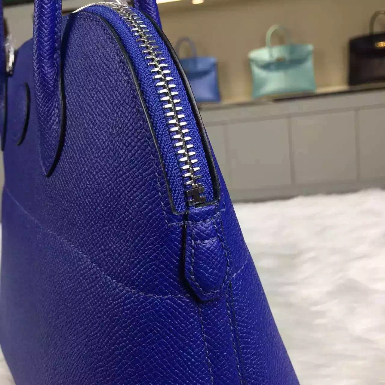 Hermes Bolide Bag Original Epsom Calfskin in 7T Blue Electric Women&#8217;s Tote Bag27CM