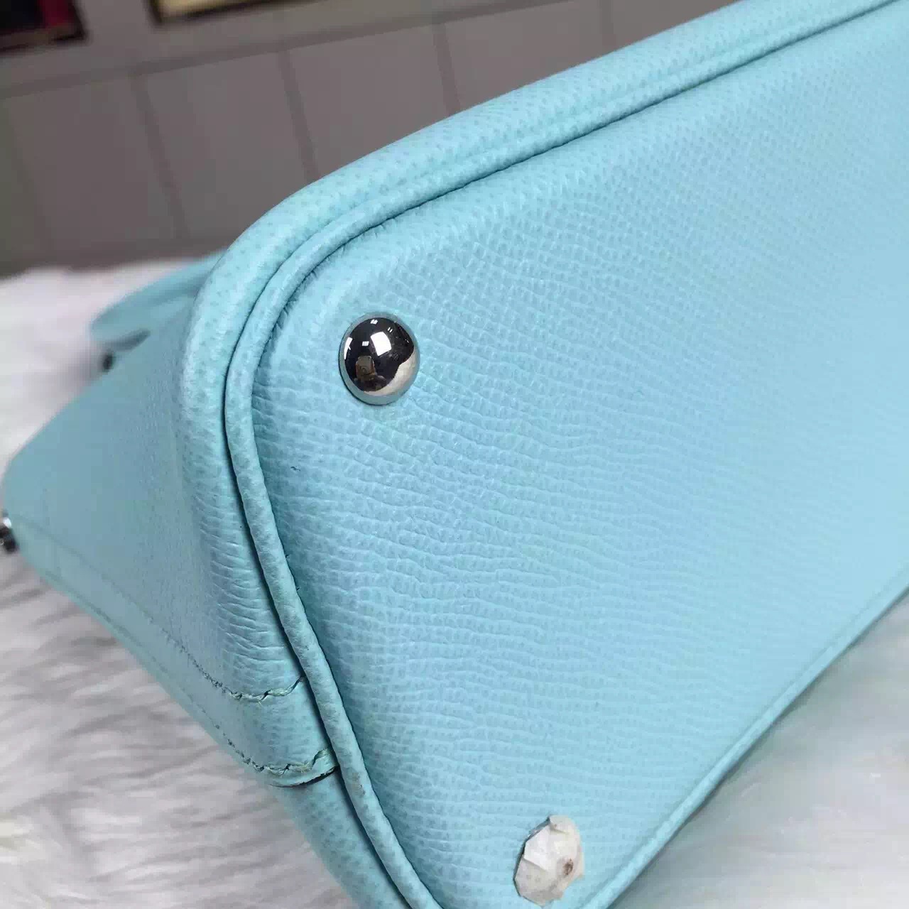 Luxury Hermes 3P Lagon Blue France Epsom Calfskin Leather Bolide Bag 27CM