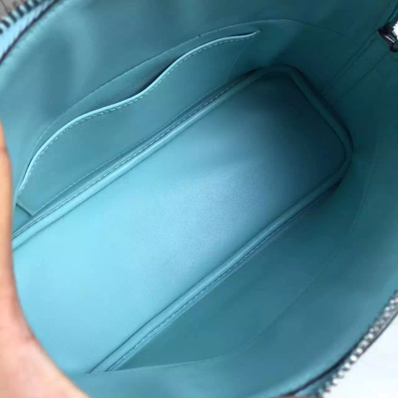 Luxury Hermes 3P Lagon Blue France Epsom Calfskin Leather Bolide Bag 27CM