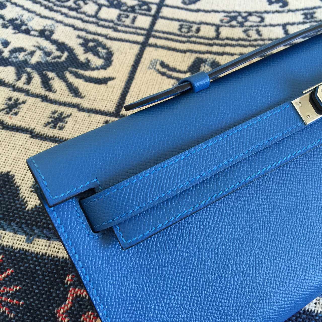 Discount Hermes KellyCut 7Q Mykono Blue Original Epsom Calfskin Leather