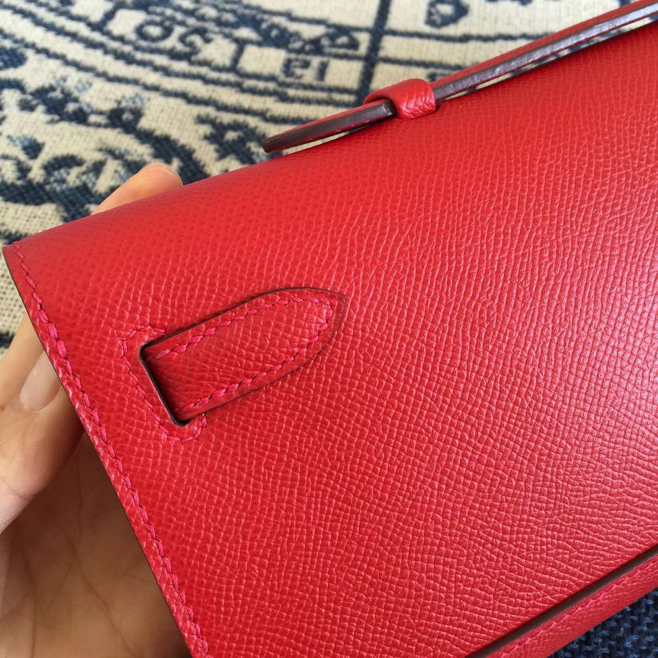 Sale Hermes Kelly Cut31CM Q5 Chinese Red Epsom Calfskin Leather Clutch