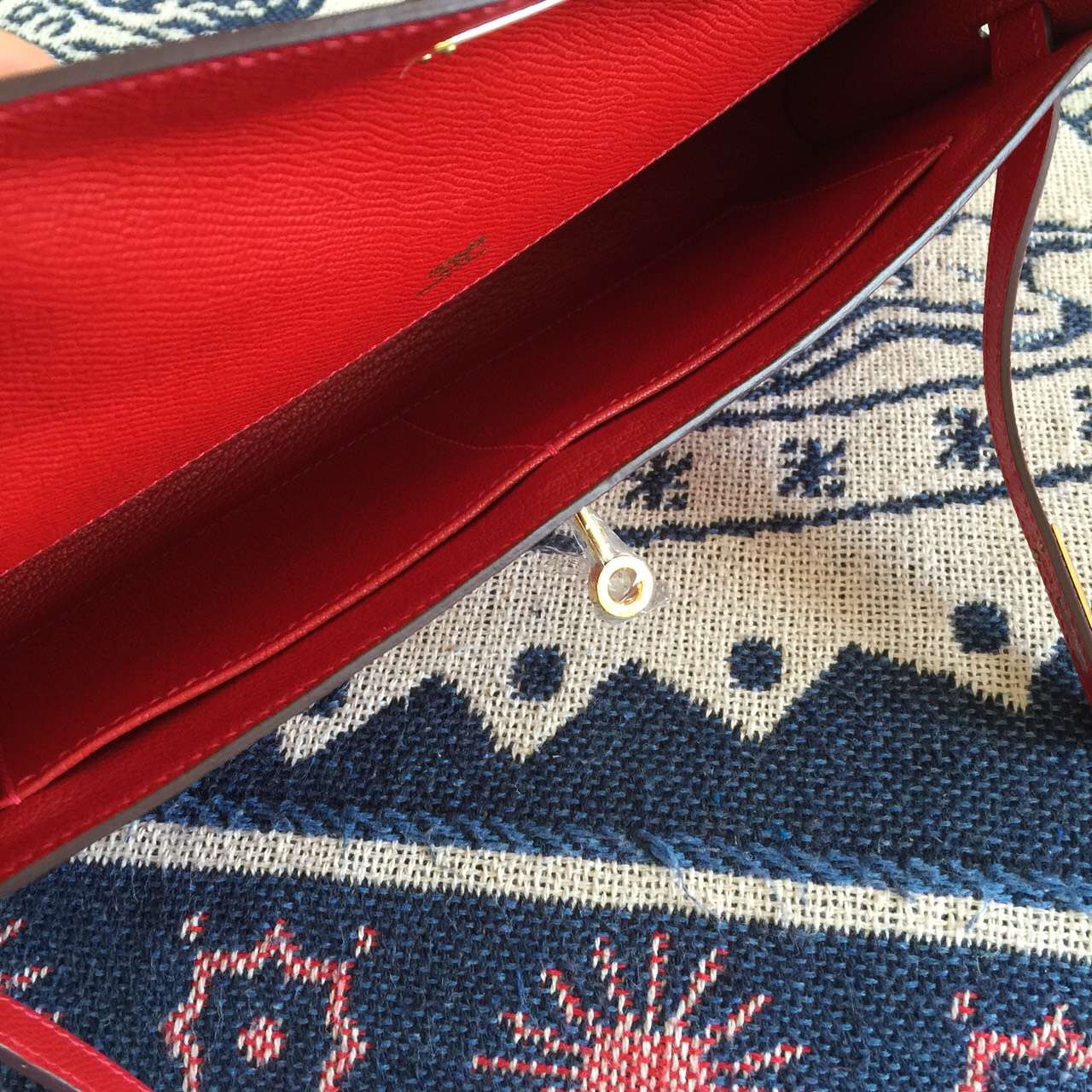 Sale Hermes Kelly Cut31CM Q5 Chinese Red Epsom Calfskin Leather Clutch