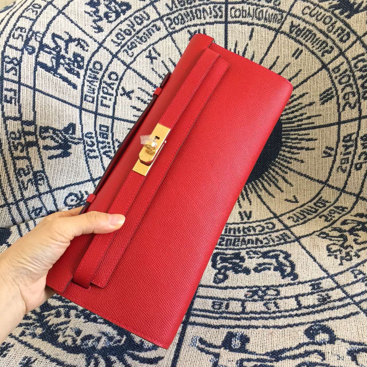 Sale Hermes Kelly Cut31CM Q5 Chinese Red Epsom Calfskin Leather Clutch