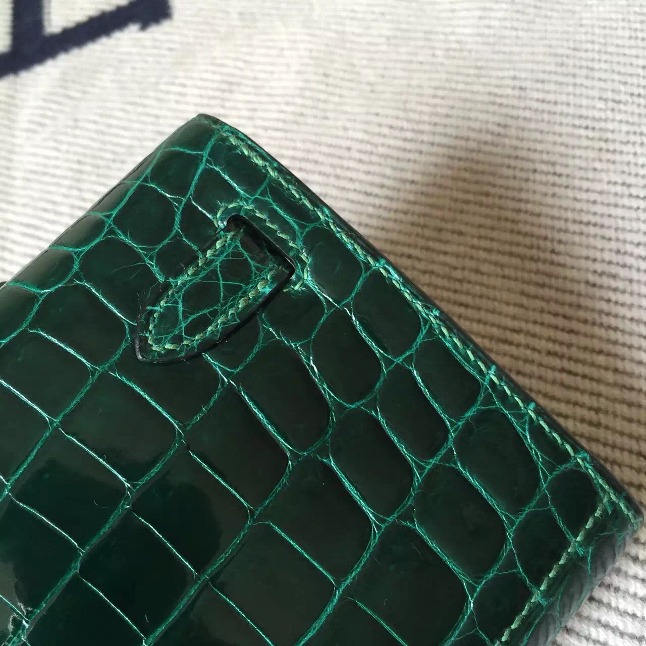 Hermes Kelly Cut Bag CK67 Vert Fonce Crocodile Leather Gold Hardware