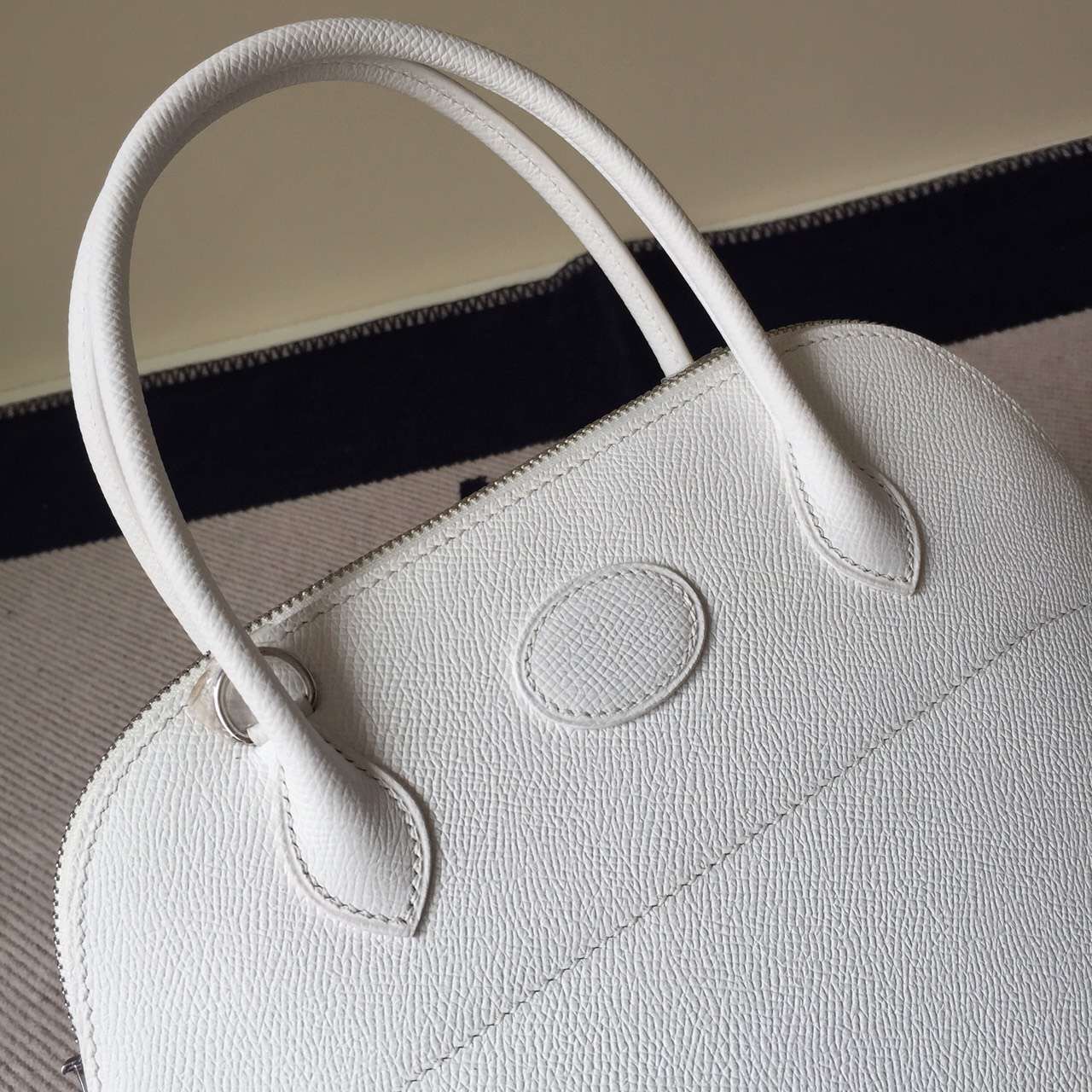 New Fashion Hermes Epsom Calfskin Leather Bolide Tote Bag in 01 Pure White