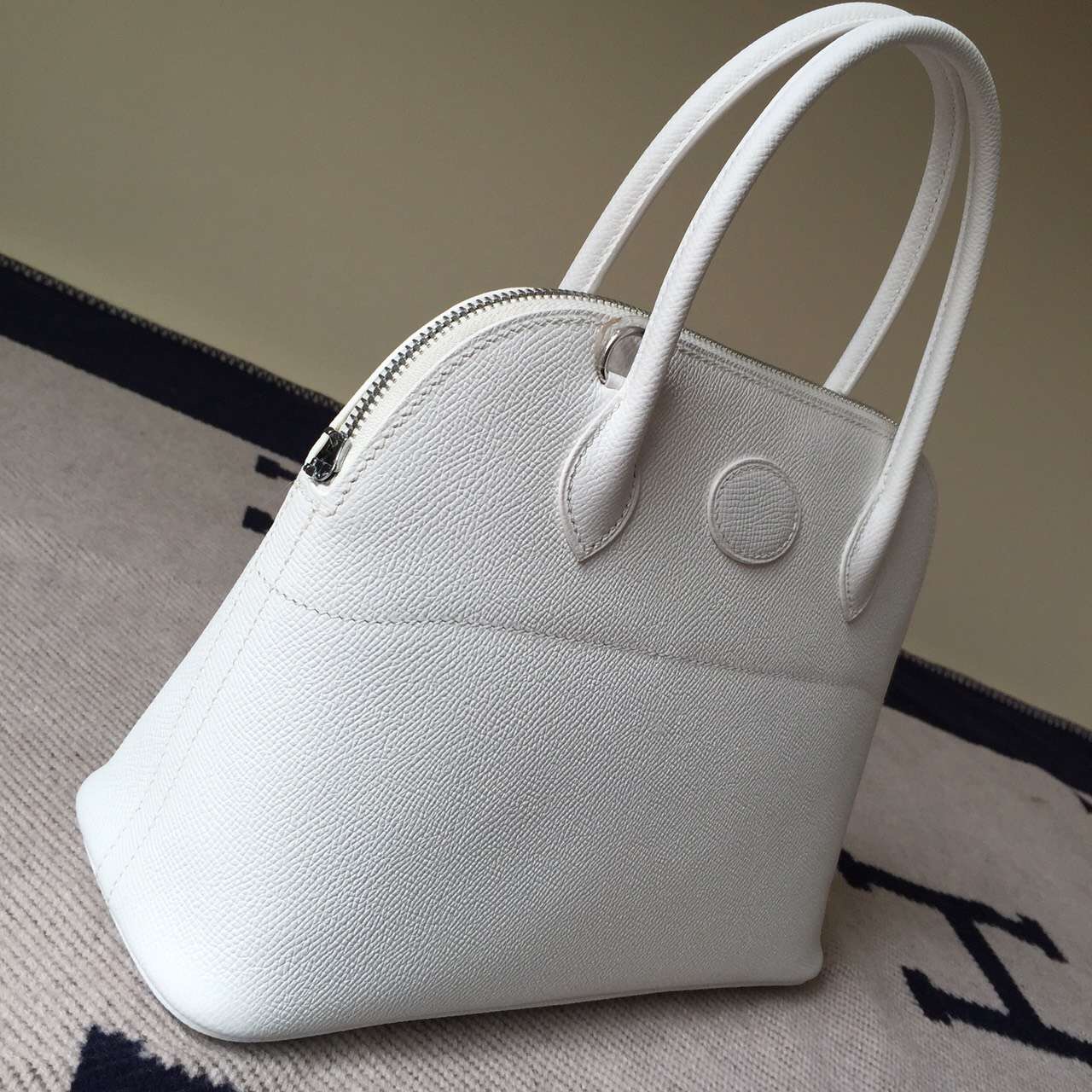 New Fashion Hermes Epsom Calfskin Leather Bolide Tote Bag in 01 Pure White