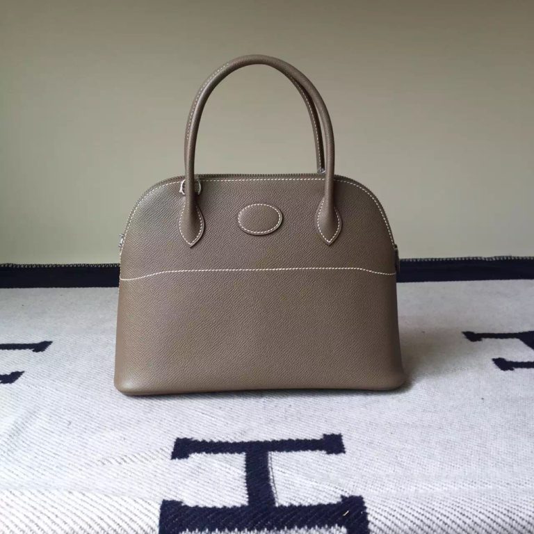 Hermes Bolide Bag  27cm Etoupe Grey Epsom Calfskin Leather