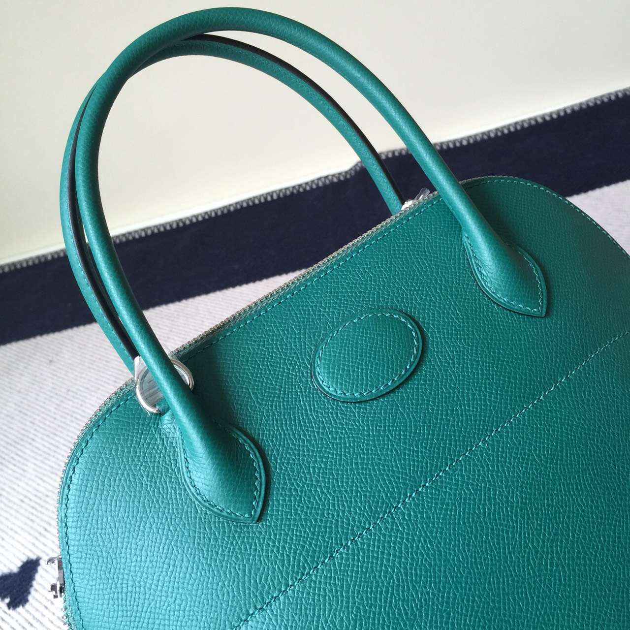 Discount Hermes Z6 Malachite Green Epsom Leather Bolide Bag 27CM