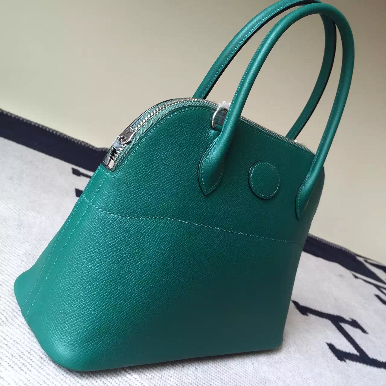 Discount Hermes Z6 Malachite Green Epsom Leather Bolide Bag 27CM