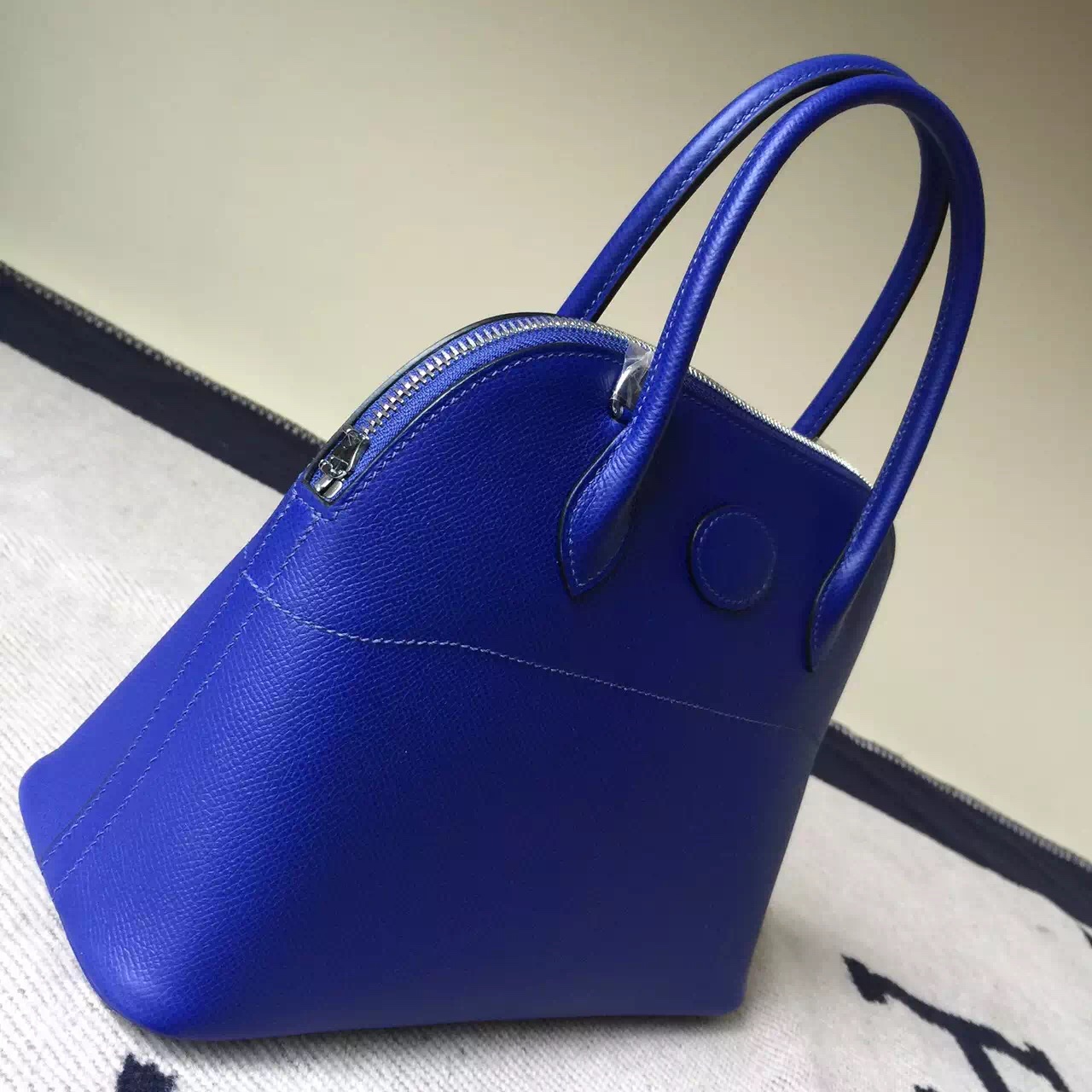 New Hermes Bag Epsom Leather Bolide Bag in 7T Blue Electric