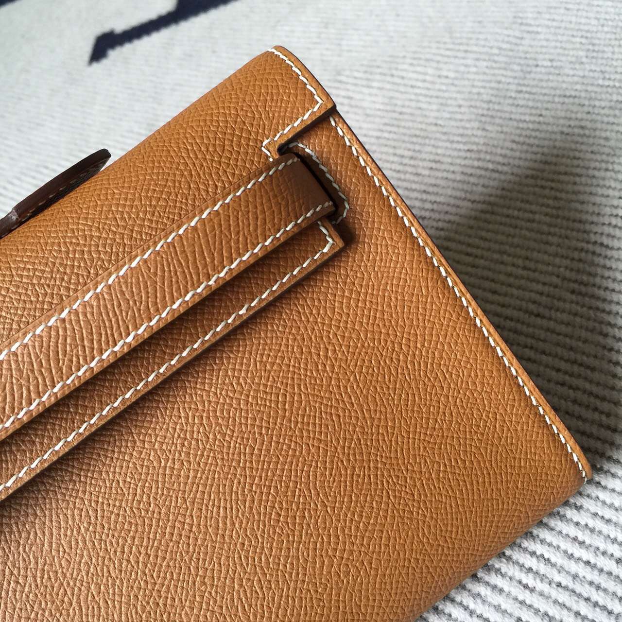 Luxury Hermes CK37 Gold Epsom Leather Kelly Cut Clutch Bag 31cm