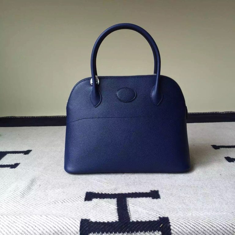 Hermes Bag 7K Dark Blue Epsom Leather Bolide Bag  27cm