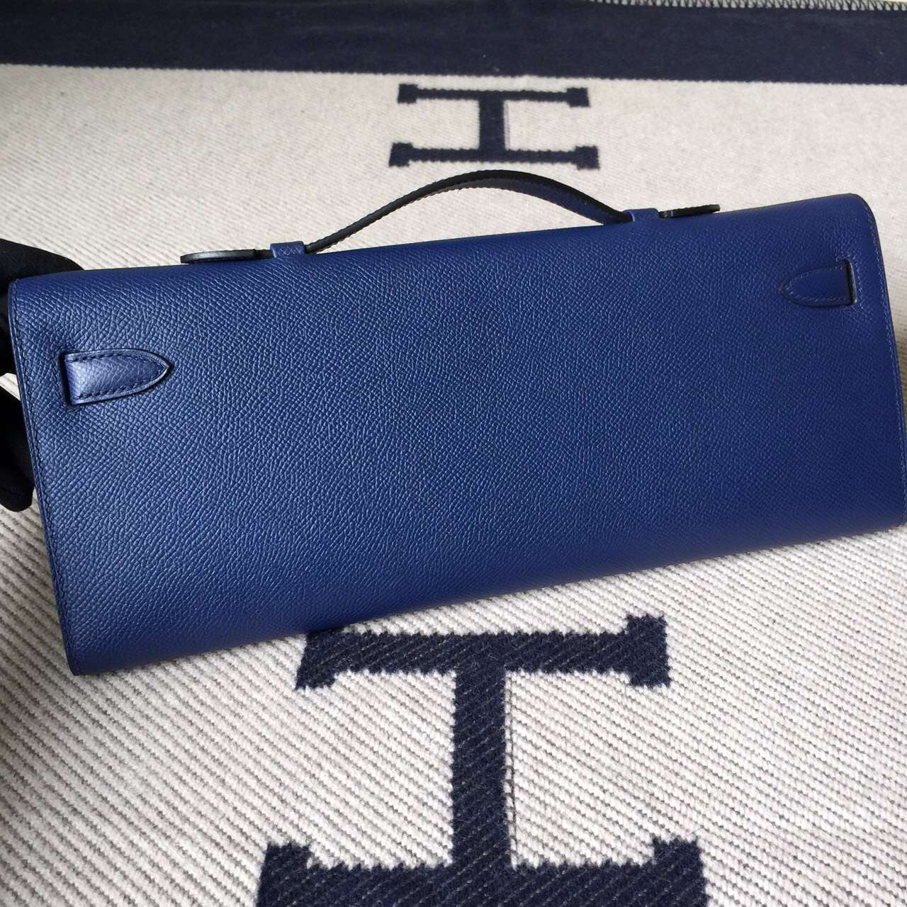 Wholesale Hermes 73 Blue Saphir Epsom Calfskin Leather Kelly Cut Bag 31cm