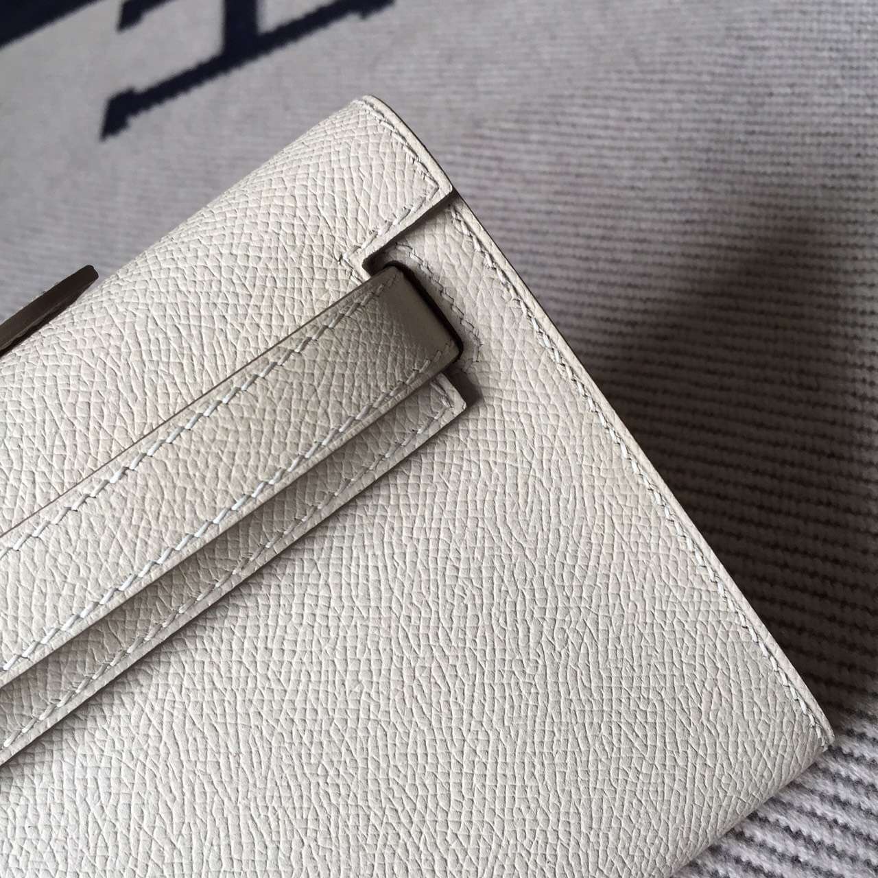 Discount Hermes Kelly Cut Clutch Bag in CK10 Carie White Epsom Leather