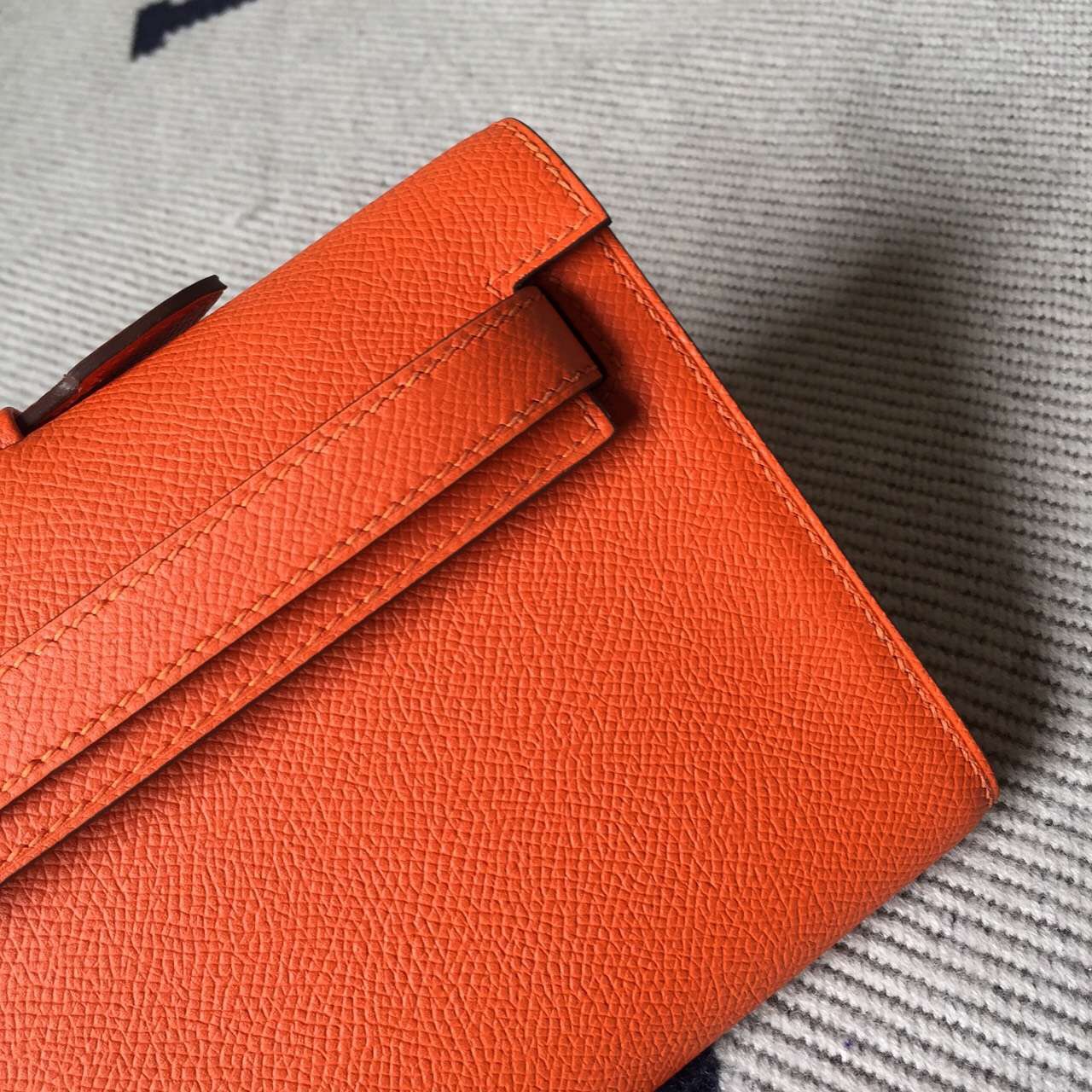 On Sale Hermes Orange Epsom Calfskin Leather Kelly Cut Clutch Bag31cm