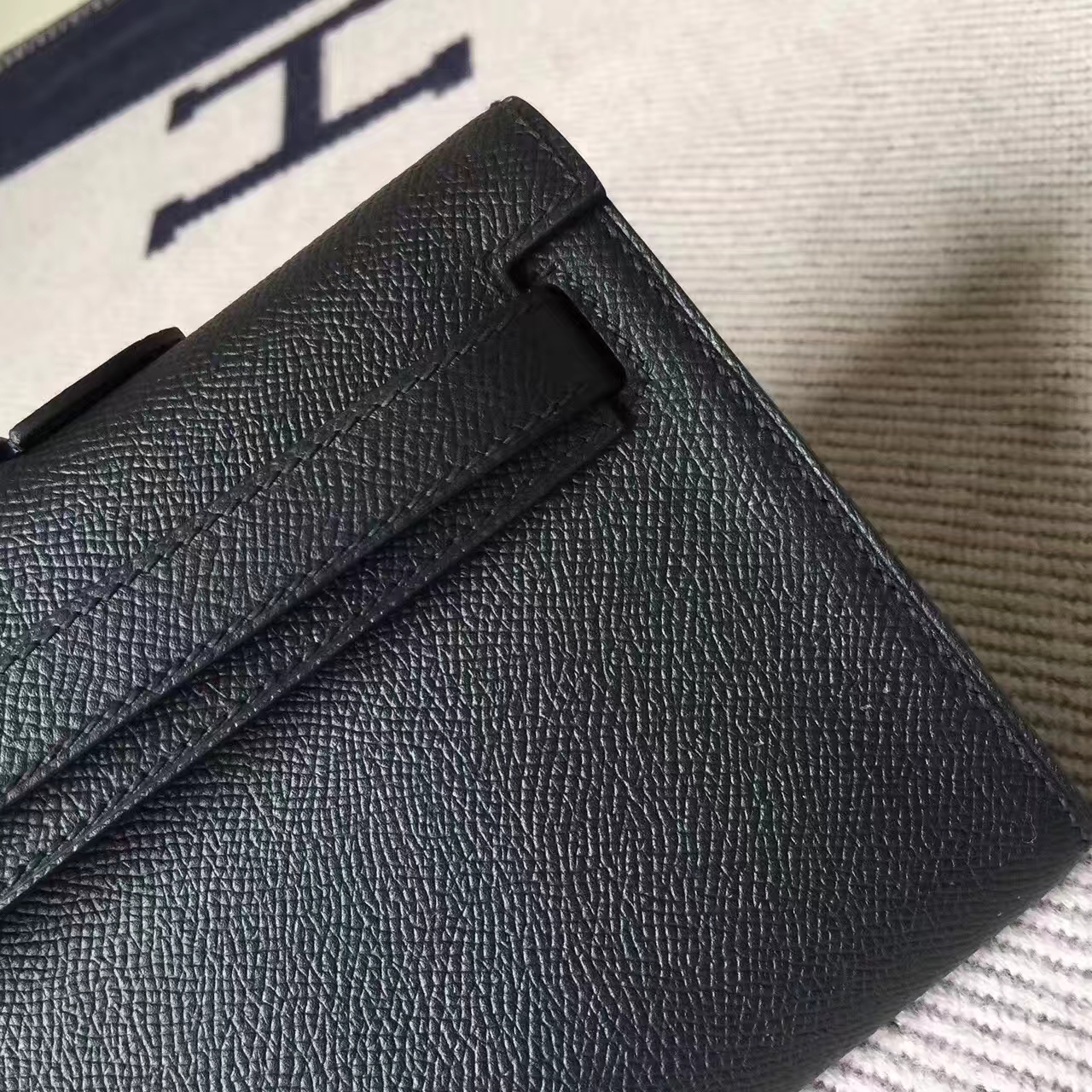 Sale Hermes CK89 Black Epsom Calfskin Kelly Cut Clutch Bag31cm Gold Hardware